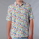 Men's Printed Pima Cotton / Stretch Short Sleeve Shirt - Sunglasses White