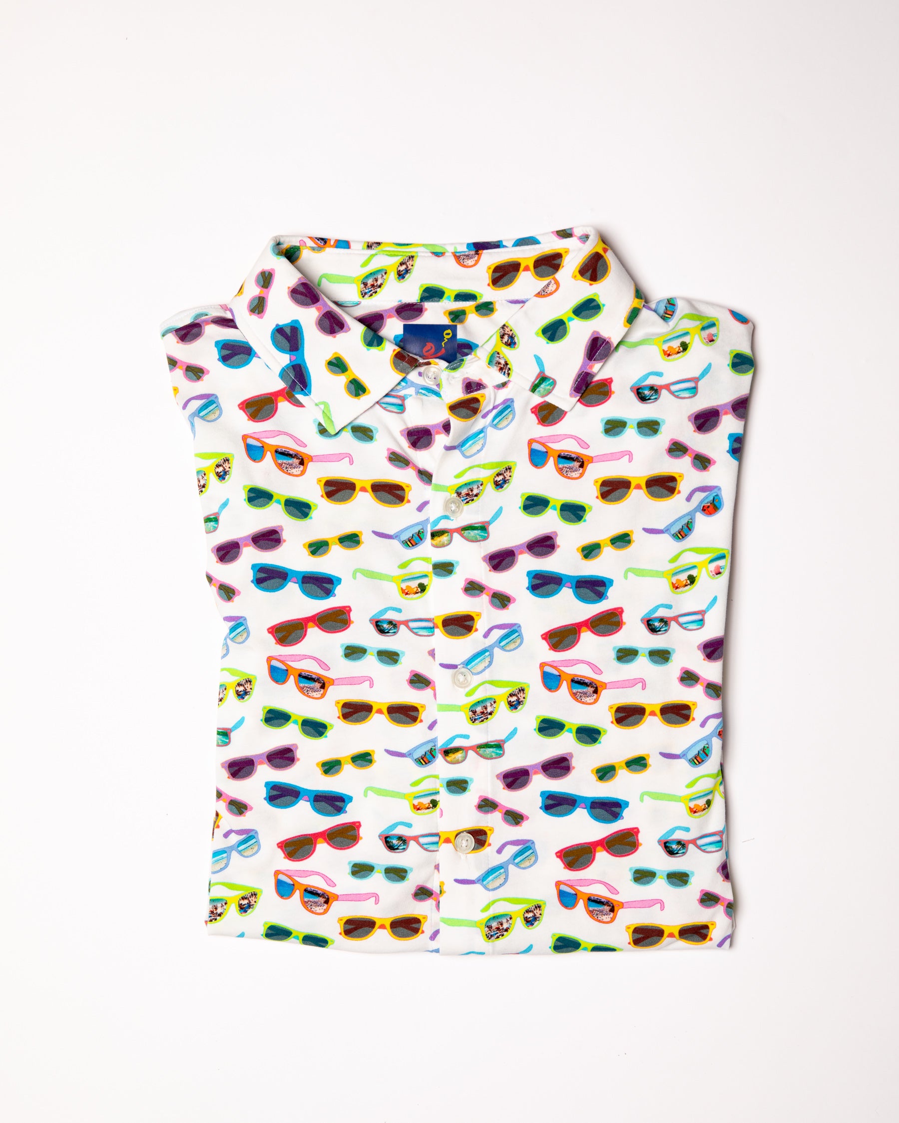 Men's Printed Pima Cotton Short Sleeve Shirt - Sunglasses White