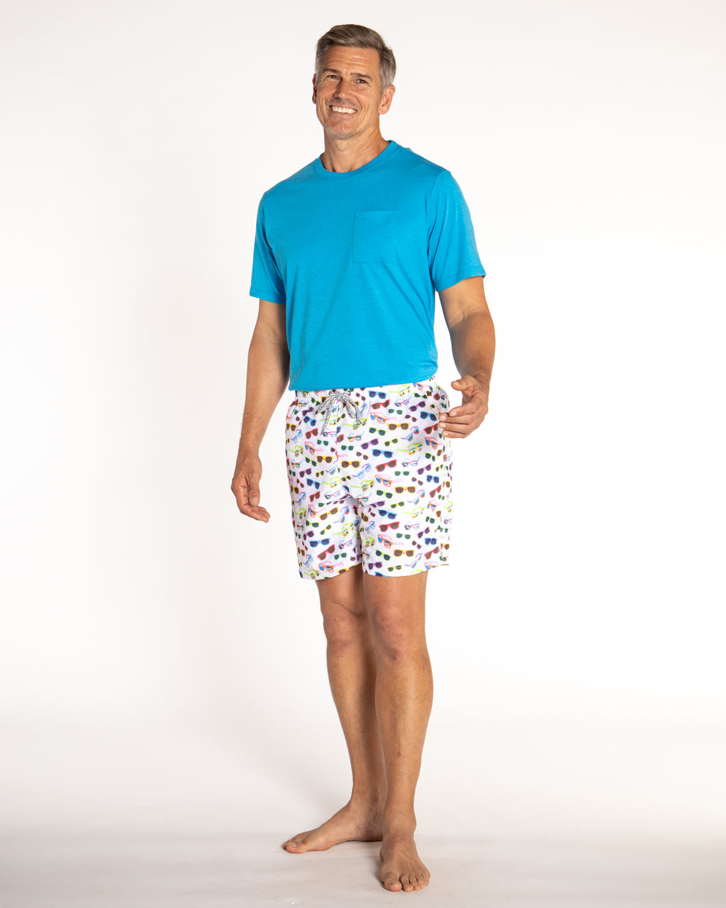 Men's Cyclist Liner Swim Trunks - Sunglasses White