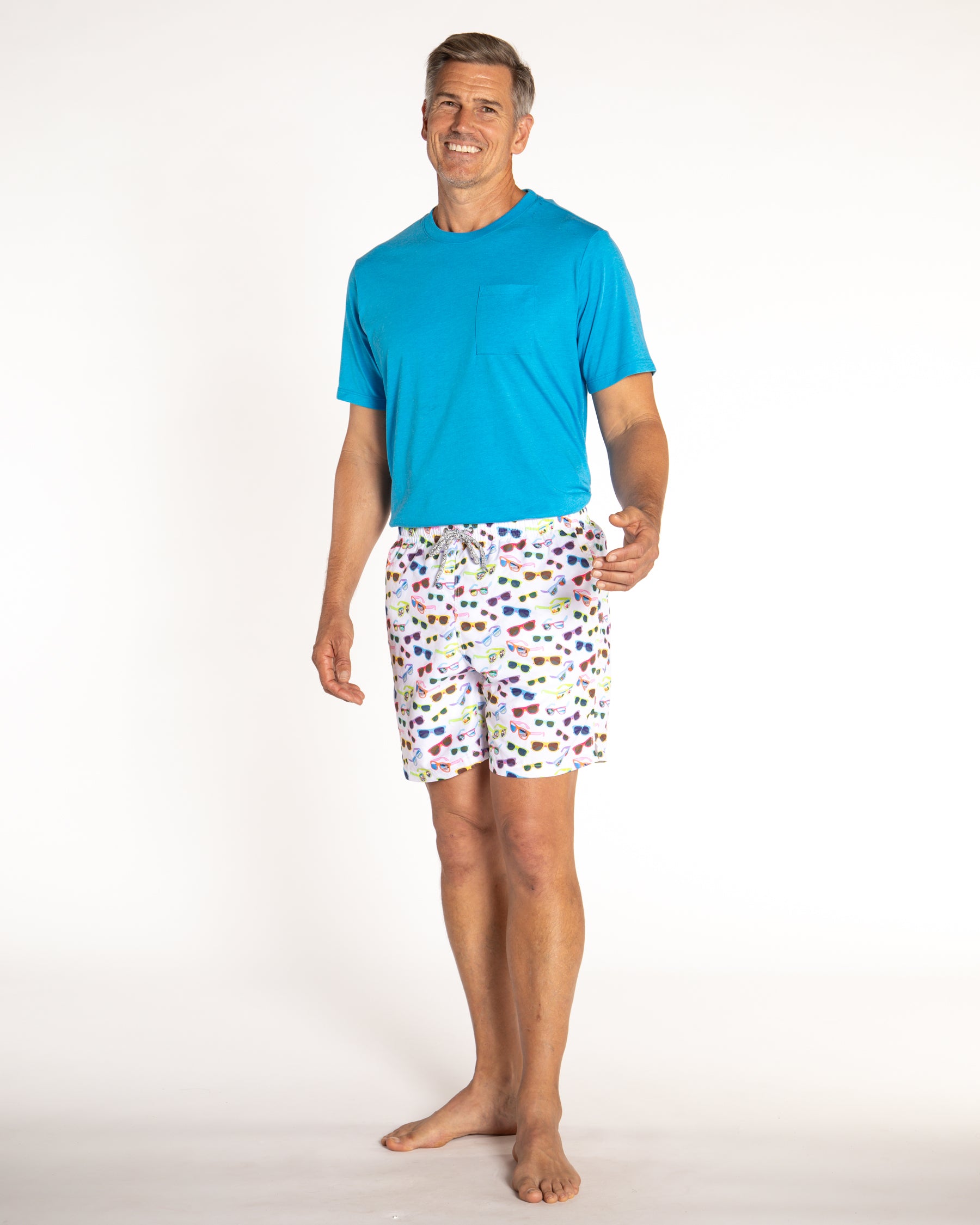 Men's Cyclist Liner Swim Trunks - Sunglasses White