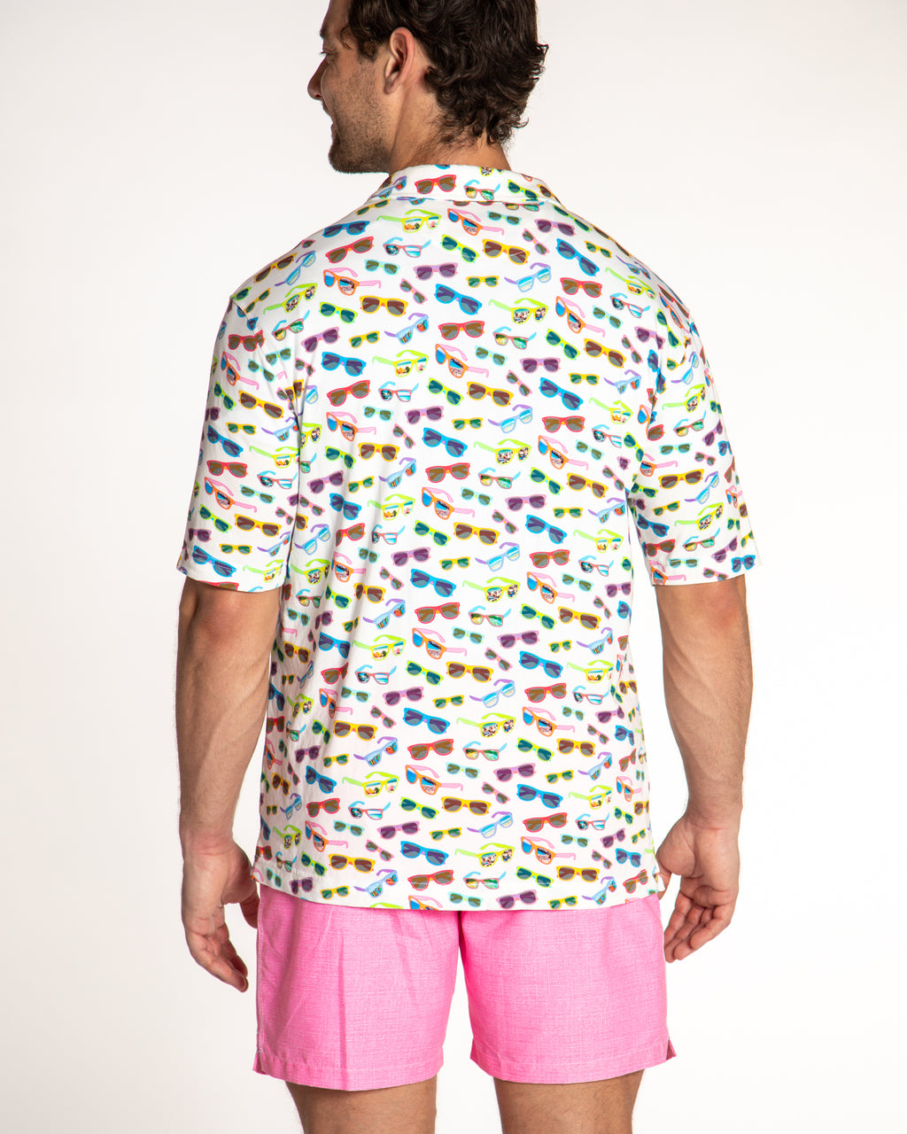 Men's Printed Pima Cotton Short Sleeve Shirt - Sunglasses White