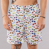 Men's Cyclist Liner Swim Trunks - Sunglasses White