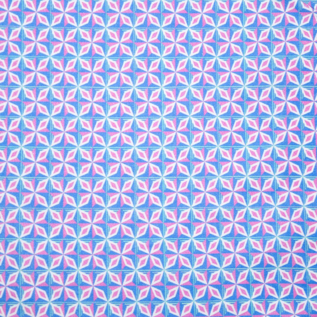 Men's Printed Pima Cotton / Stretch Short Sleeve Shirt - Supernova Turquoise/Pink