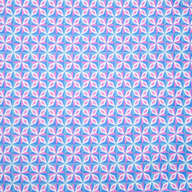 Men's Printed Pima Cotton / Stretch Short Sleeve Shirt - Supernova Turquoise/Pink