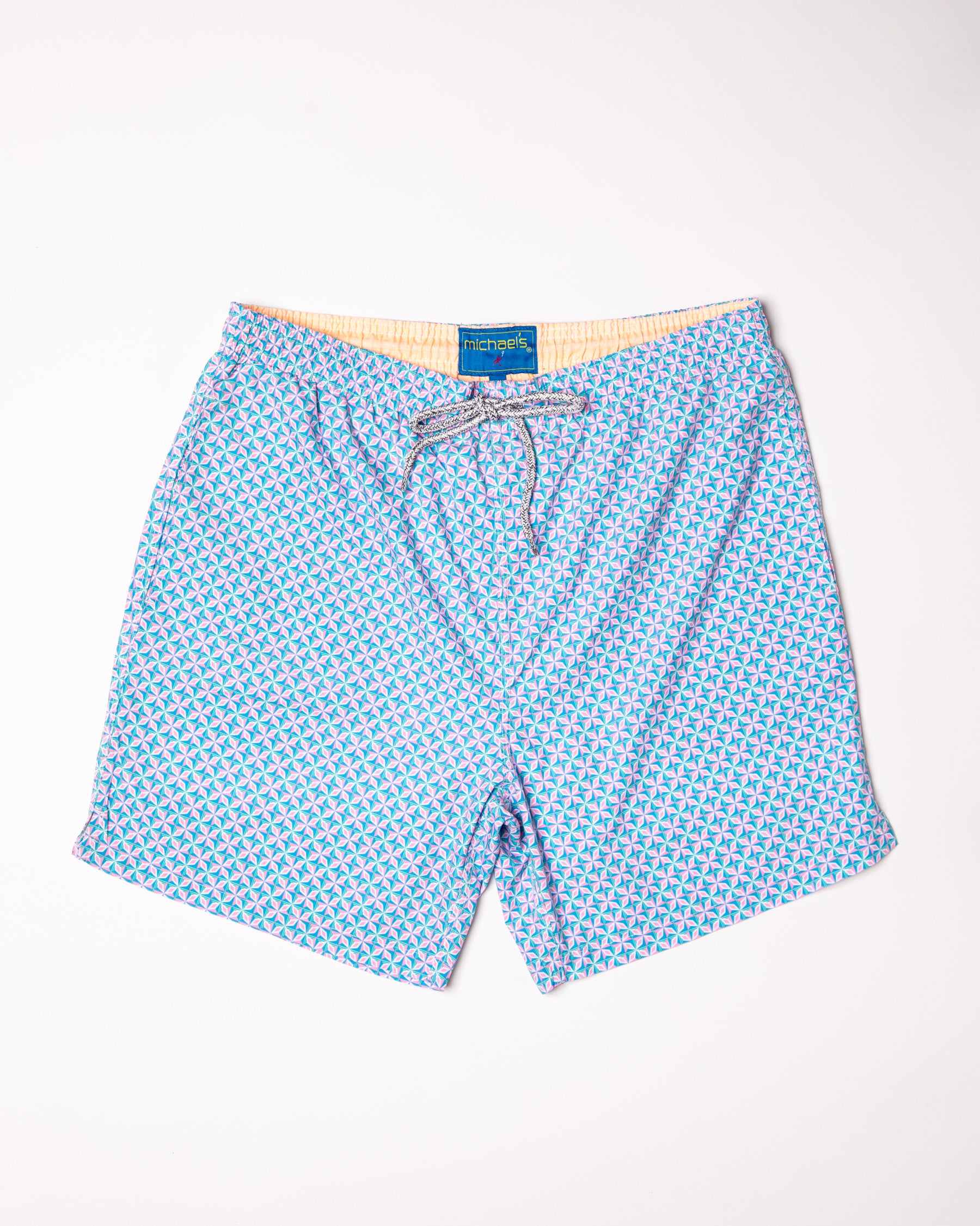 Men's Cyclist Liner Swim Trunks - Supernova Turquoise/Pink