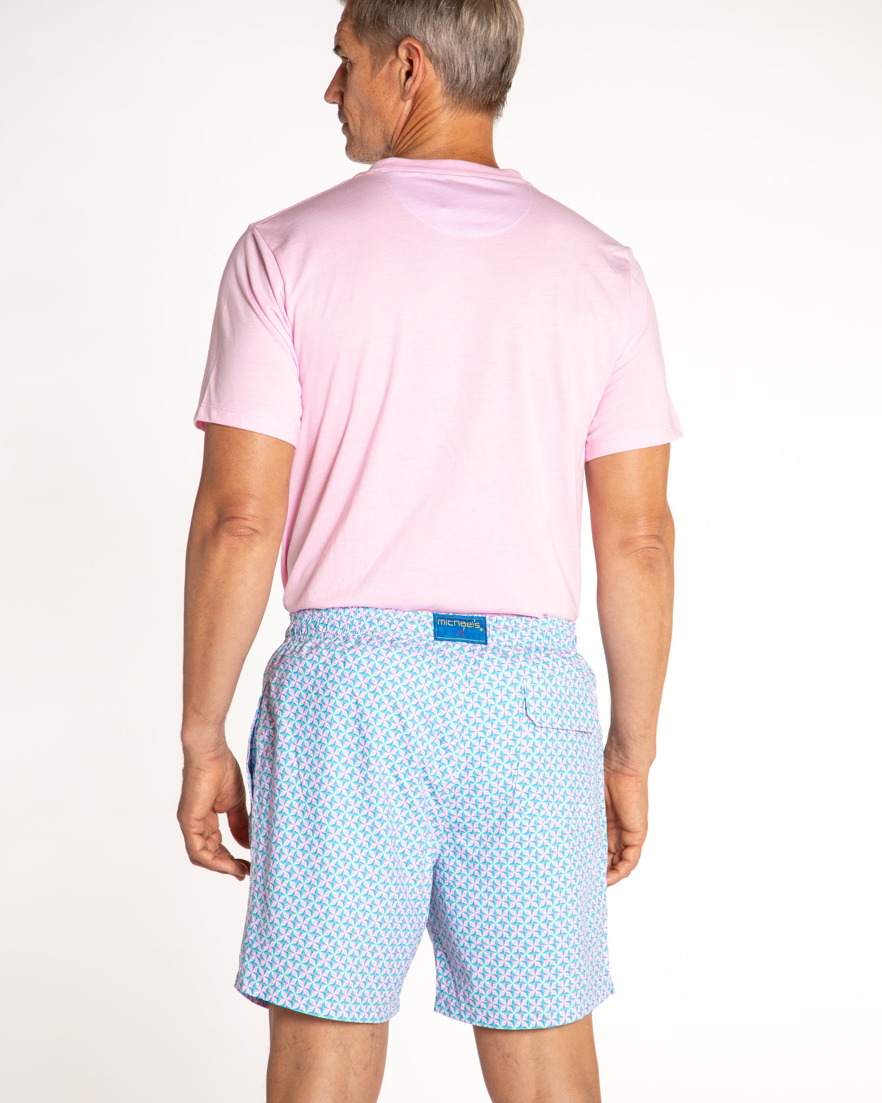SWIM③ Men's Cyclist Liner Swim Trunks - Supernova Turquoise/Pink