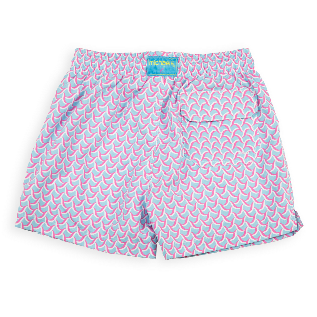 Boy's Cyclist Liner Swim Trunks - Swirl Print