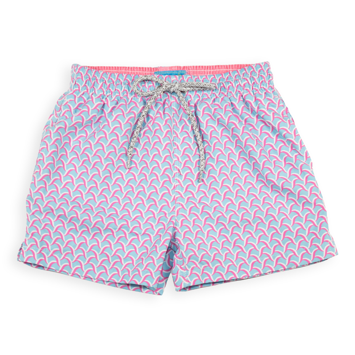 Boy's Cyclist Liner Swim Trunks - Swirl Print