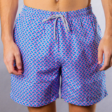 Men's Cyclist Liner Swim Trunks - Swirl Print