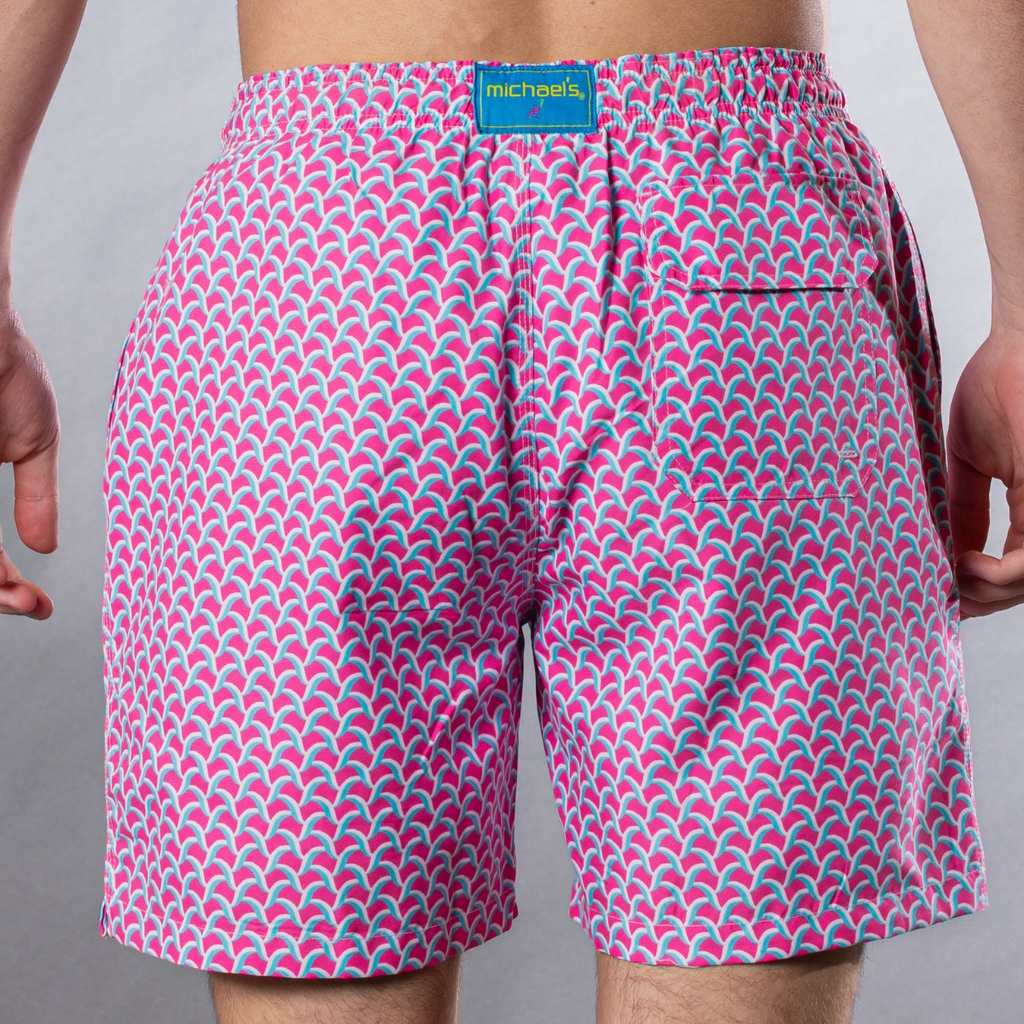 Men's Cyclist Liner Swim Trunks - Swirl Print