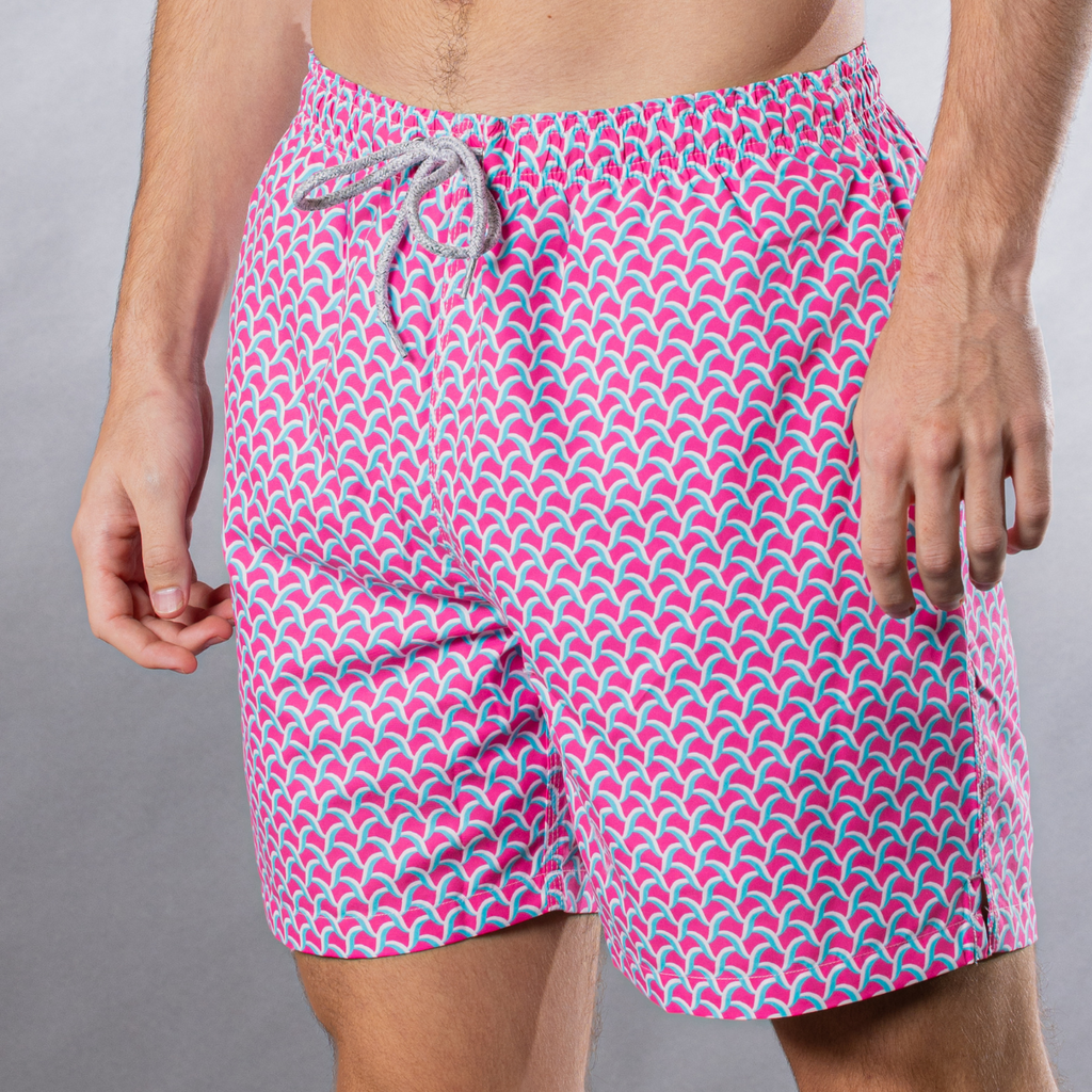 Men's Cyclist Liner Swim Trunks - Swirl Print