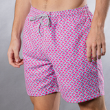 Men's Cyclist Liner Swim Trunks - Swirl Print