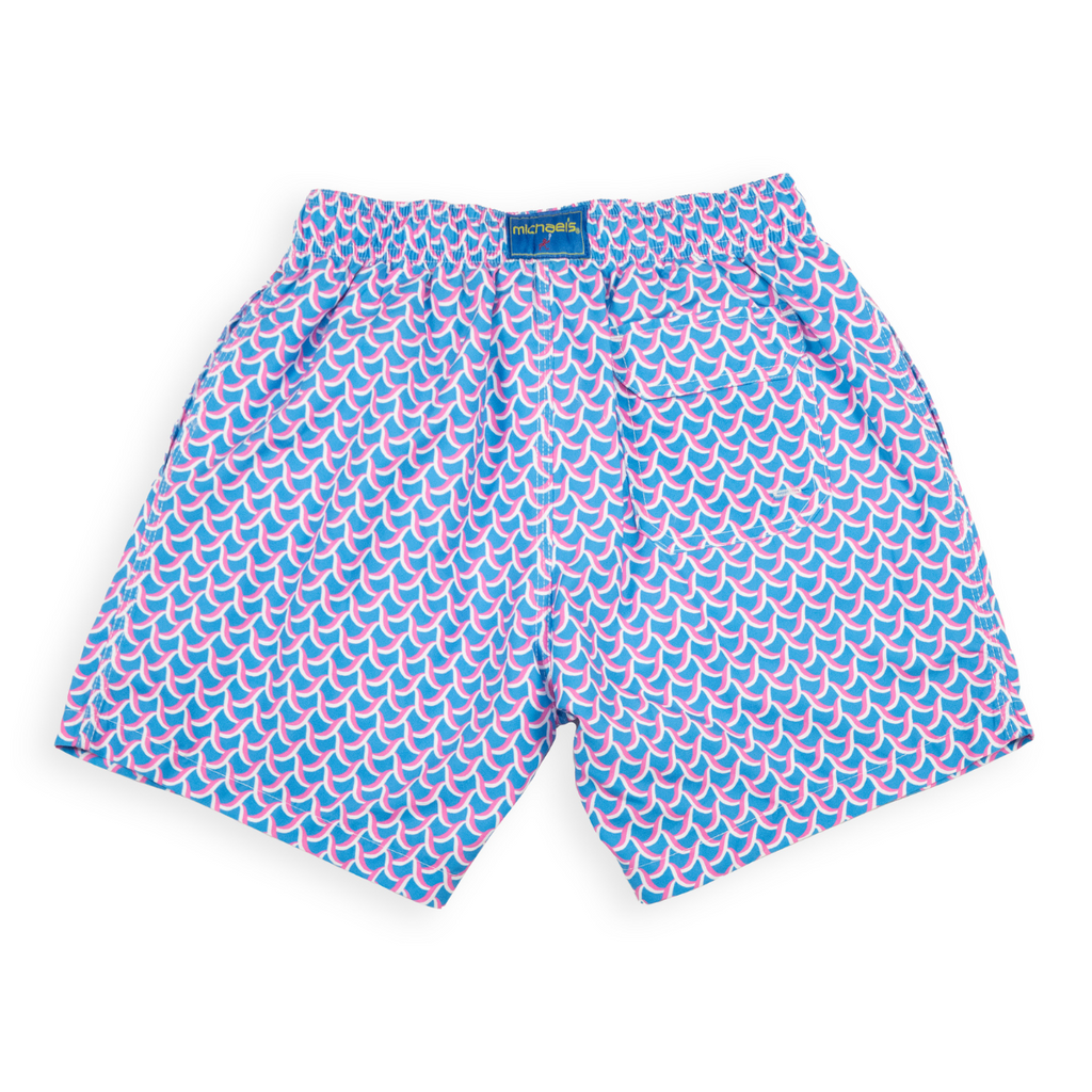 Boy's Cyclist Liner Swim Trunks - Swirl Print