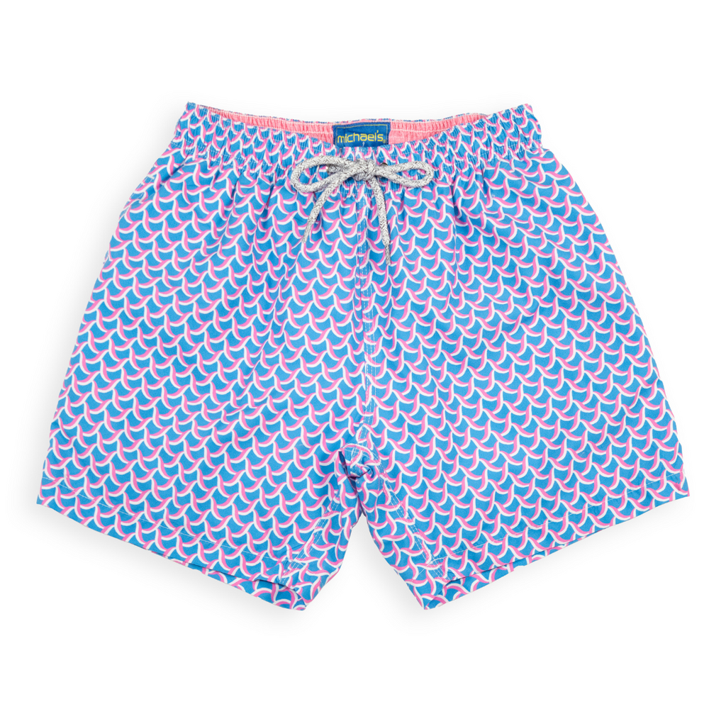 Boy's Cyclist Liner Swim Trunks - Swirl Print