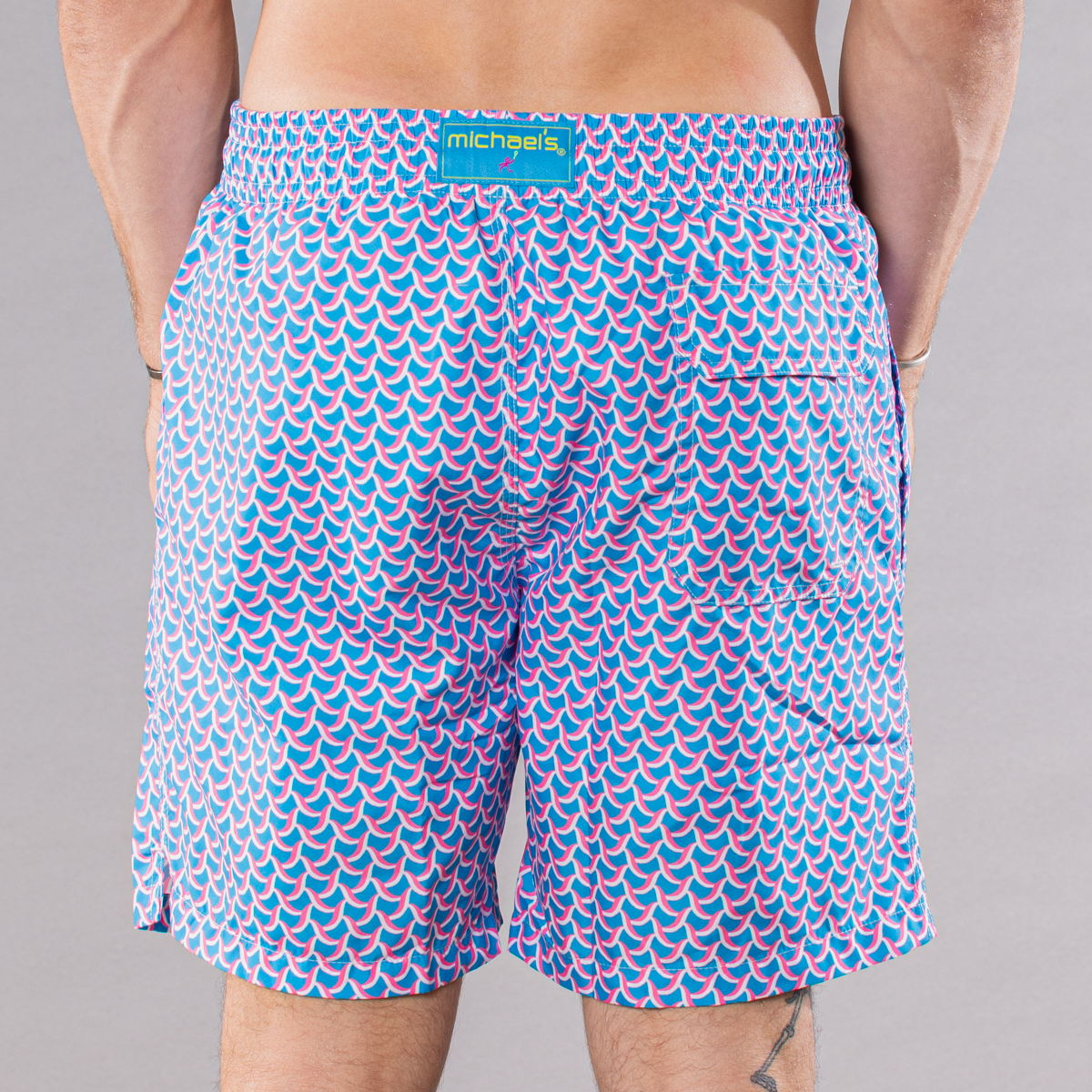Men's Cyclist Liner Swim Trunks - Swirl Print