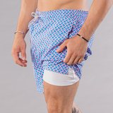 Men's Cyclist Liner Swim Trunks - Swirl Print