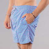 Men's Cyclist Liner Swim Trunks - Swirl Print