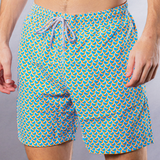 Men's Cyclist Liner Swim Trunks - Swirl Print