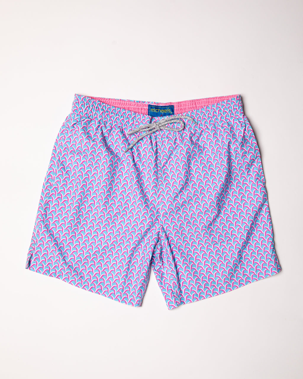 Men's Mesh Liner Swim Trunks - Swirl Print Blue/Coral
