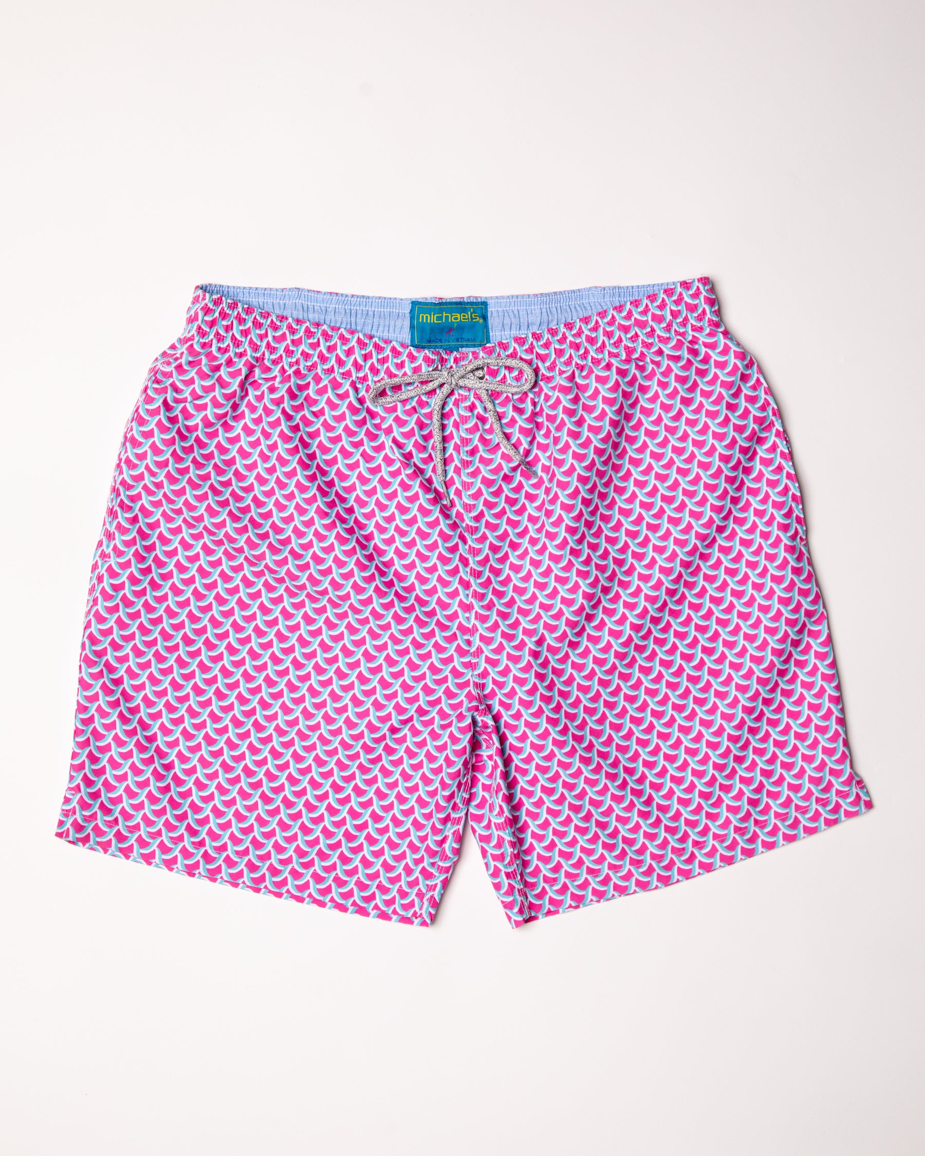 Men's Cyclist Liner Swim Trunks - Swirl Print Coral/Blue