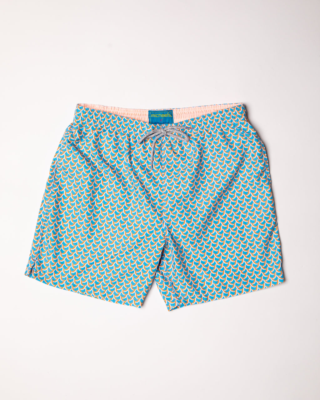 Men's Cyclist Liner Swim Trunks - Swirl Print Turquoise/Orange