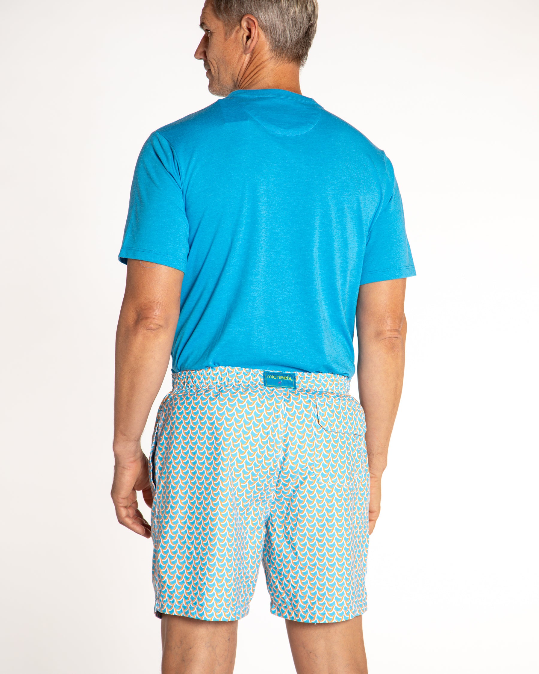 Men's Cyclist Liner Swim Trunks - Swirl Print Turquoise/Orange