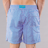Men's Cyclist Liner Swim Trunks - Swirl Print Turquoise/Coral