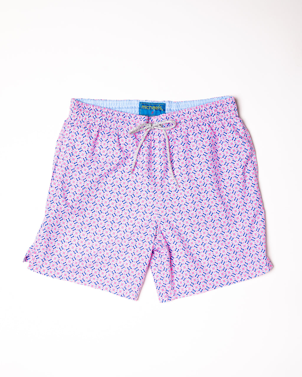 Men's Cyclist Liner Swim Trunks - Tiles Pink