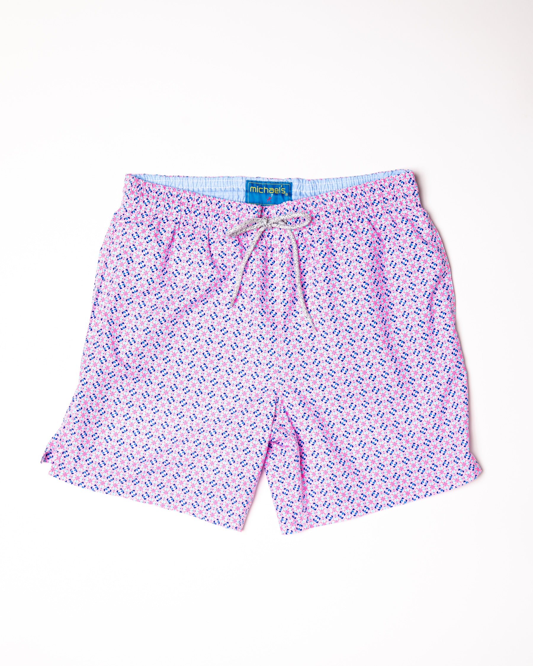 Men's Cyclist Liner Swim Trunks - Tiles Pink