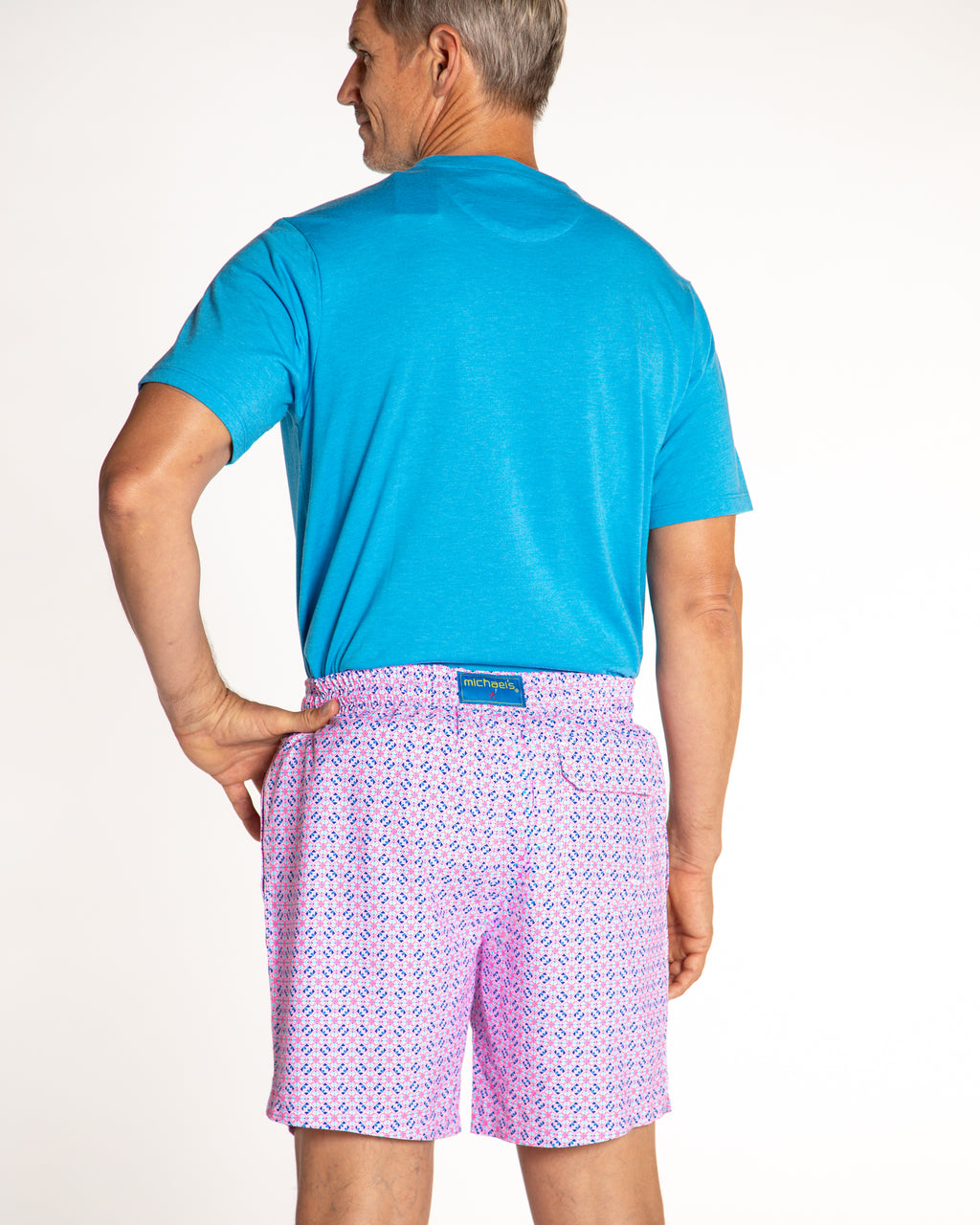 Men's Mesh Liner Swim Trunks - Tiles Pink
