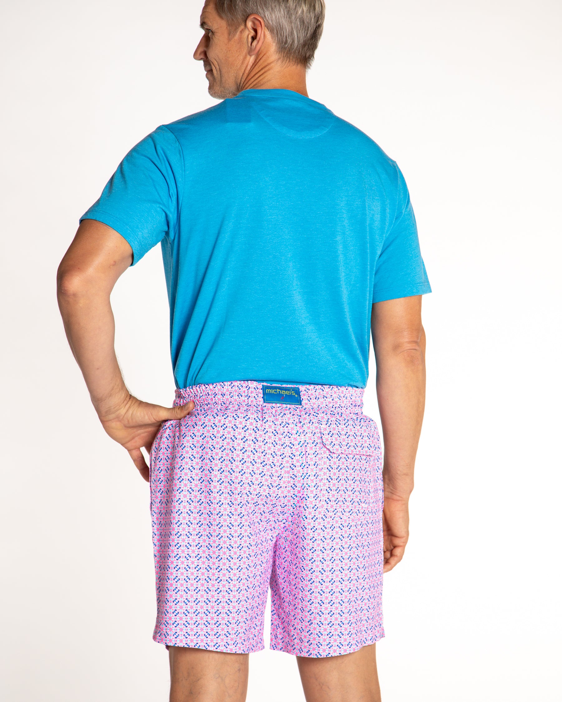 Men's Mesh Liner Swim Trunks - Tiles Pink