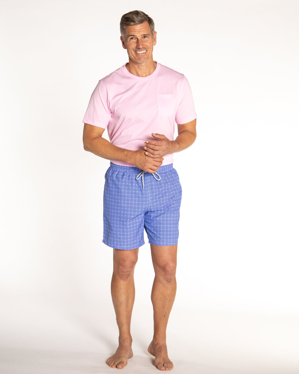 Men's Mesh Liner Swim Trunks - Tiles Purple