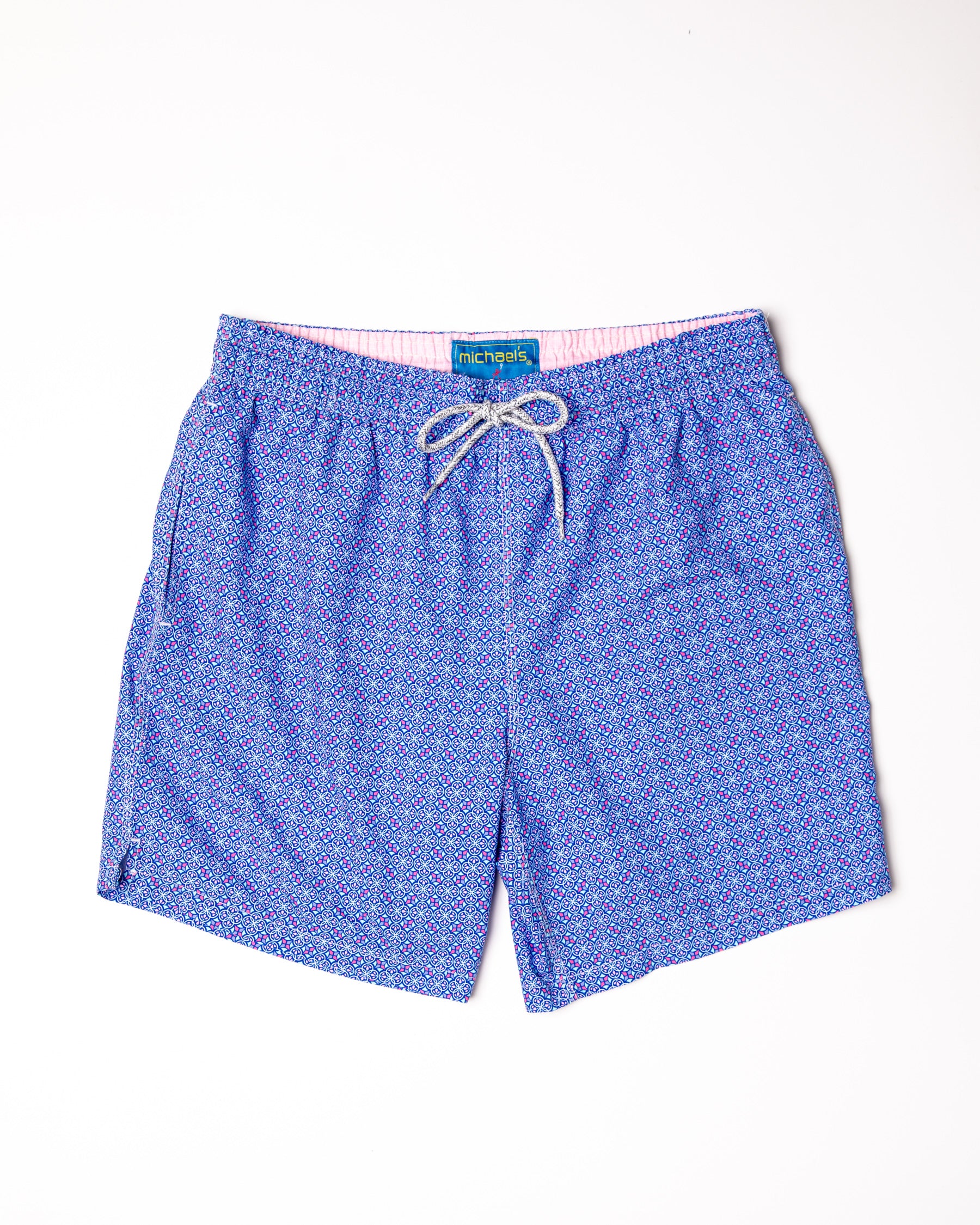 Men's Cyclist Liner Swim Trunks - Tiles Purple