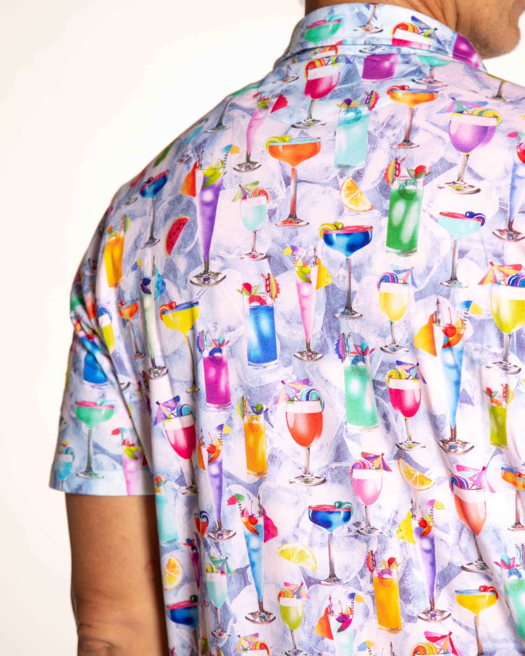 Men's Printed Pima Cotton Short Sleeve Shirt - Tropical Treats Multicolored