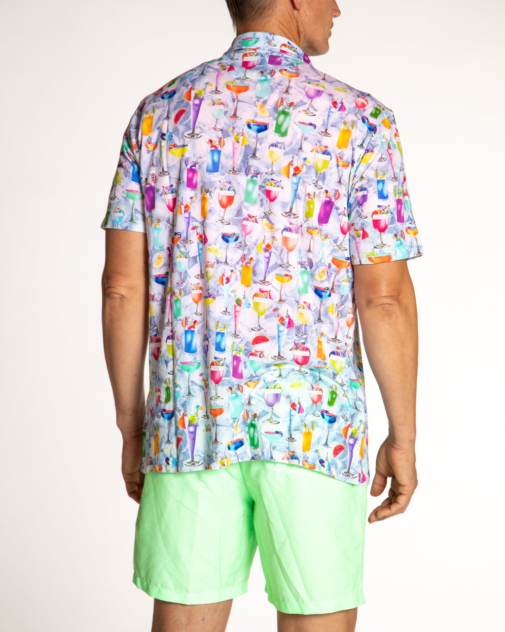 Men's Printed Pima Cotton Short Sleeve Shirt - Tropical Treats Multicolored