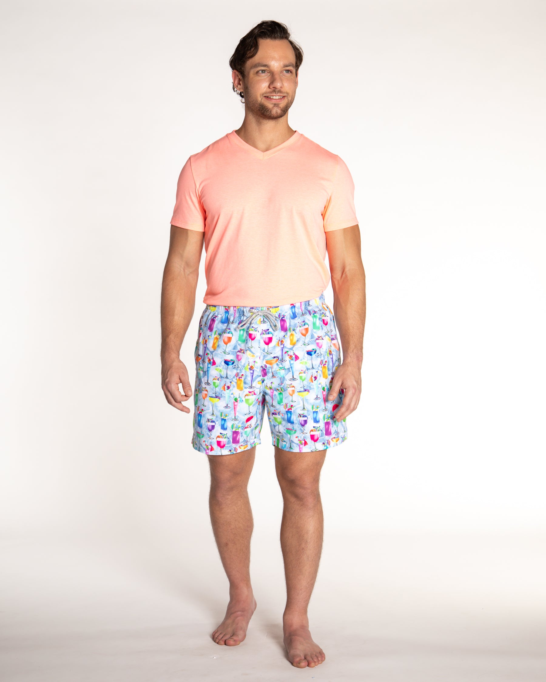 Men's Cyclist Liner Swim Trunks - Tropical Treats Multicolored