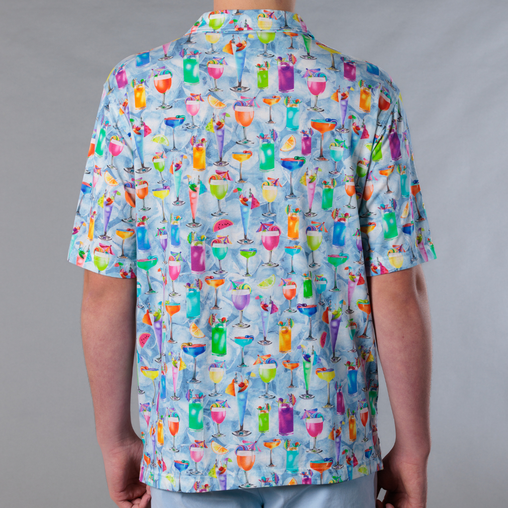 Men's Printed Pima Cotton / Stretch Short Sleeve Shirt - Tropical Treats Multicolored