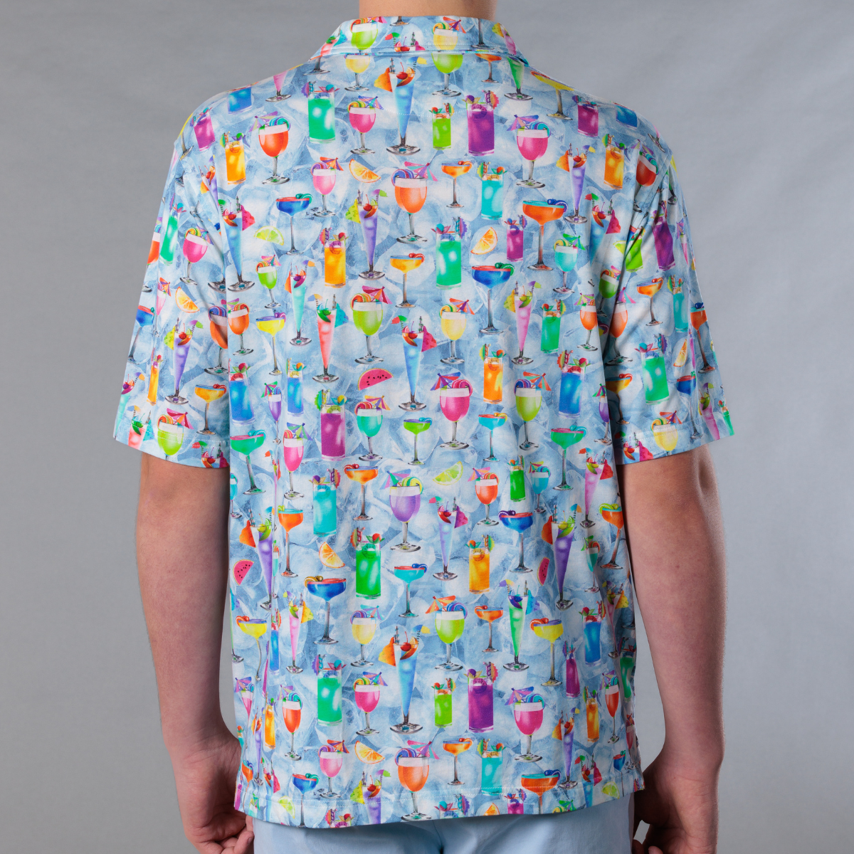 Men's Printed Pima Cotton / Stretch Short Sleeve Shirt - Tropical Treats Multicolored