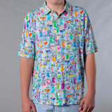 Men's Printed Pima Cotton / Stretch Short Sleeve Shirt - Tropical Treats Multicolored