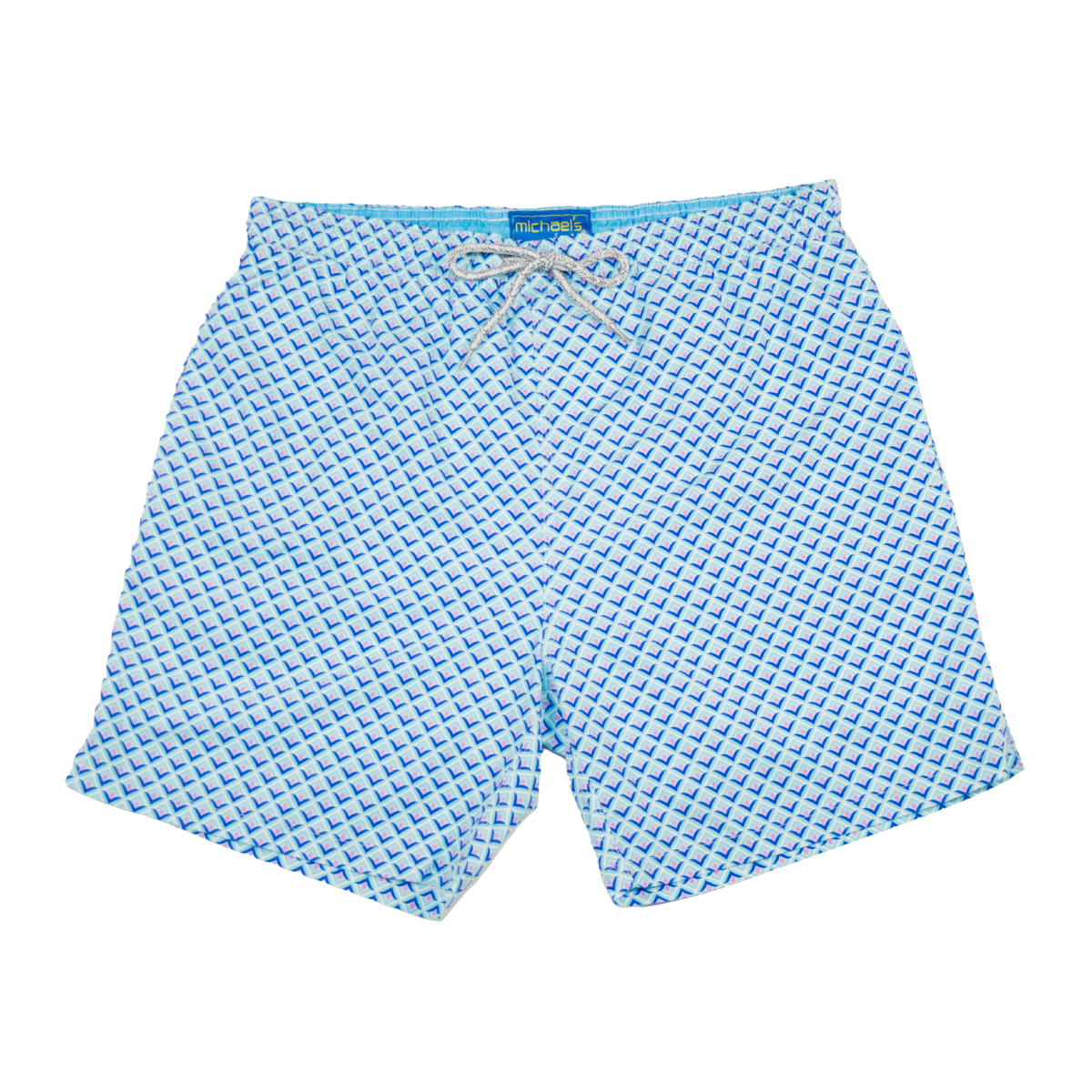 Men's Cyclist Liner Swim Trunks - Tulips Aqua/Lavender