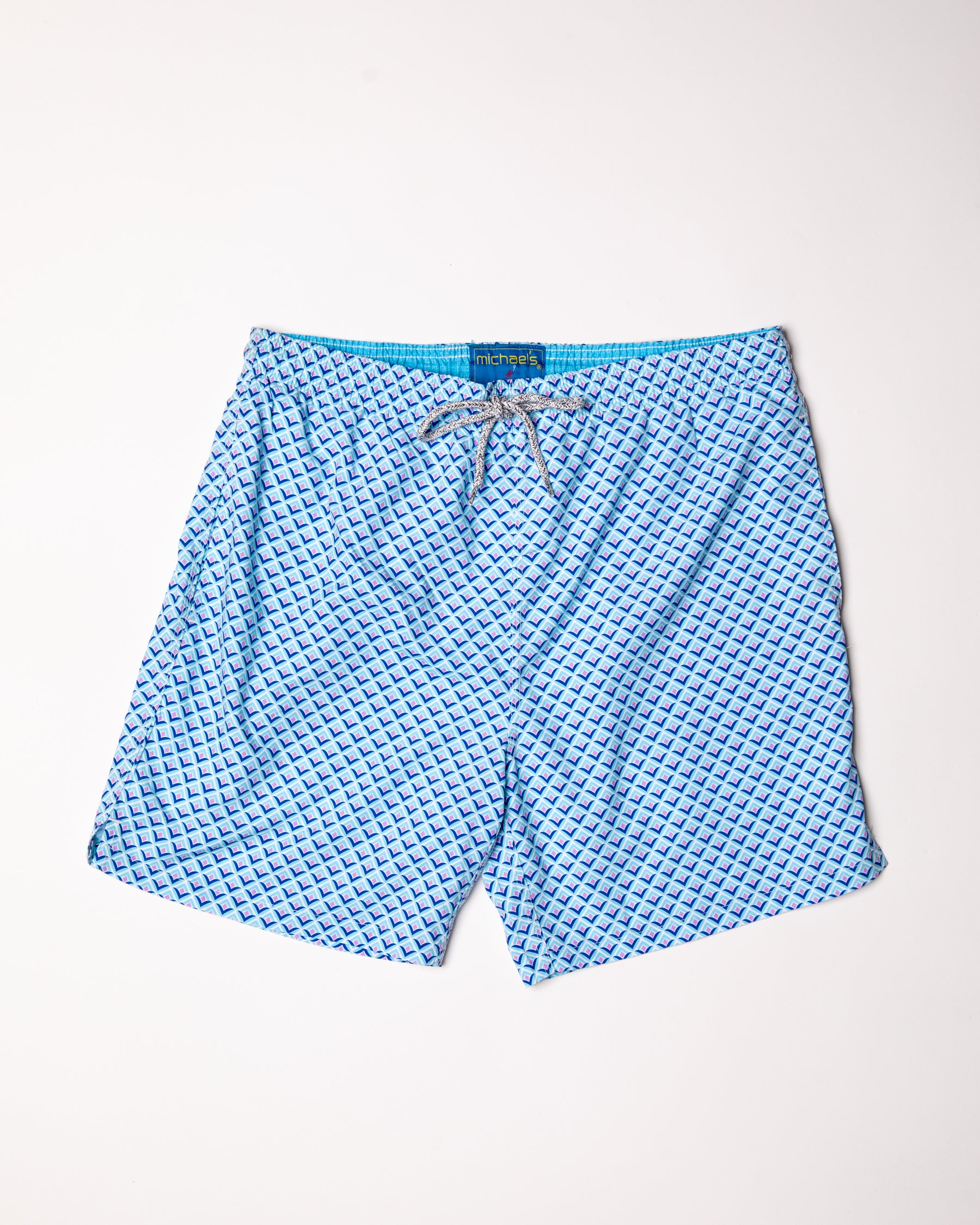 Men's Mesh Liner Swim Trunks - Tulips Aqua/Lavender