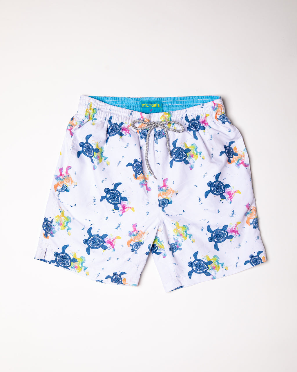 Men's Cyclist Liner Swim Trunks - Turtles White
