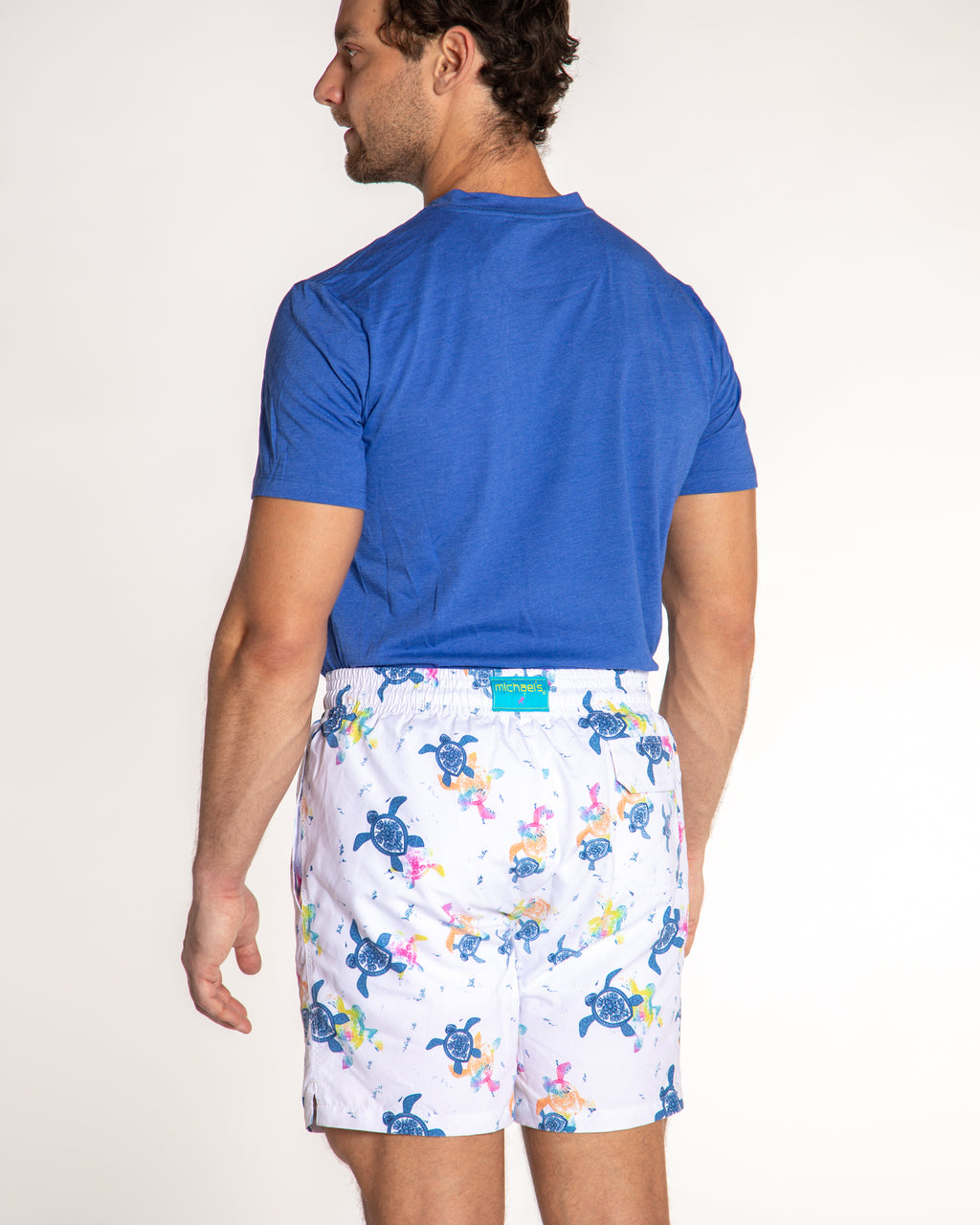 Men's Mesh Liner Swim Trunks - Turtles White