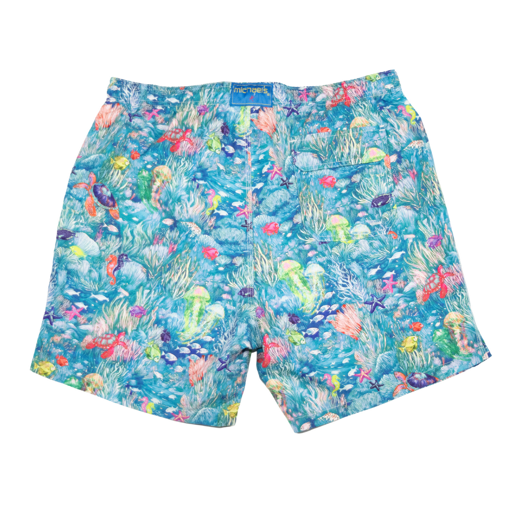 Men's Cyclist Liner Swim Trunks - Under The Sea