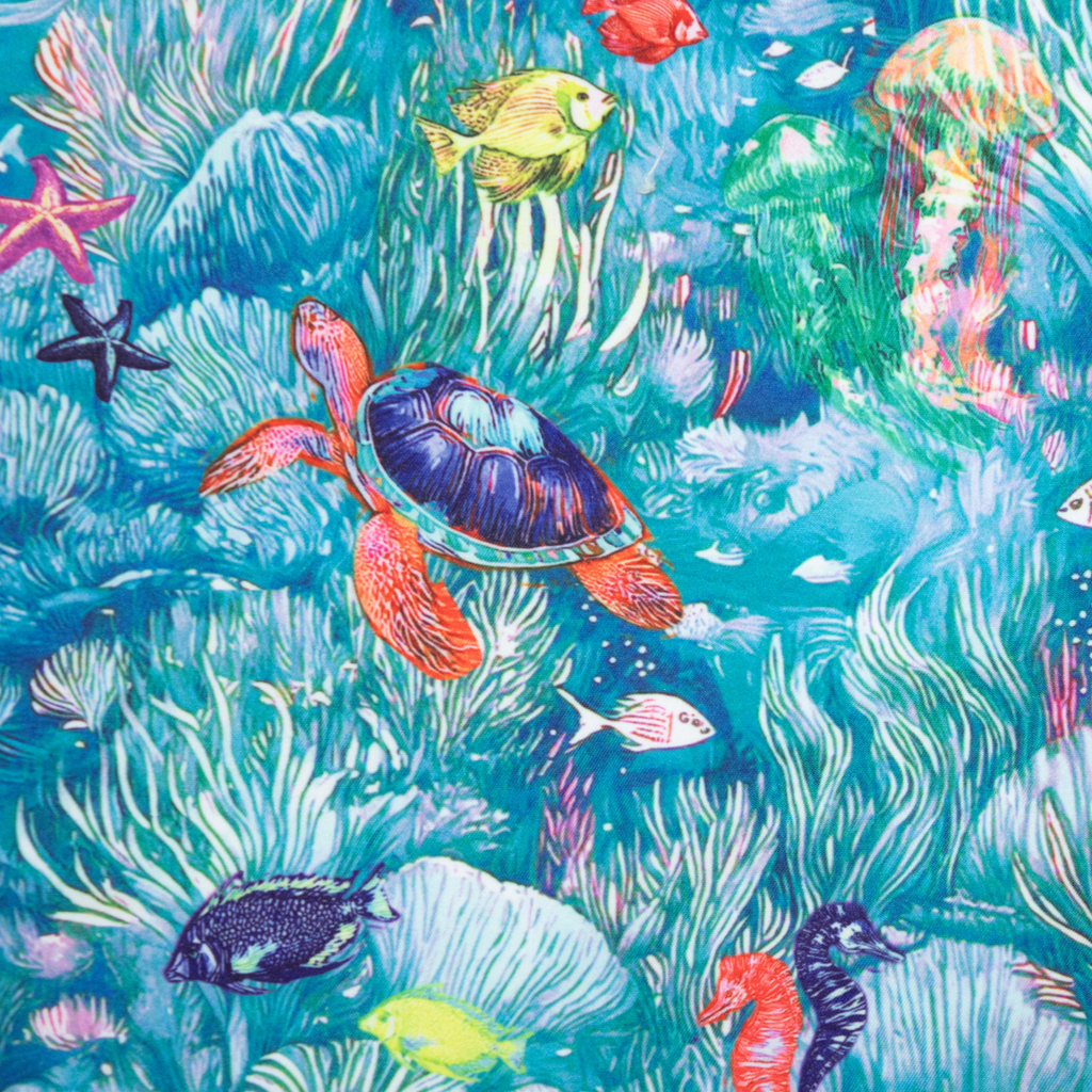 Boy's Cyclist Liner Swim Trunks - Under The Sea Aqua