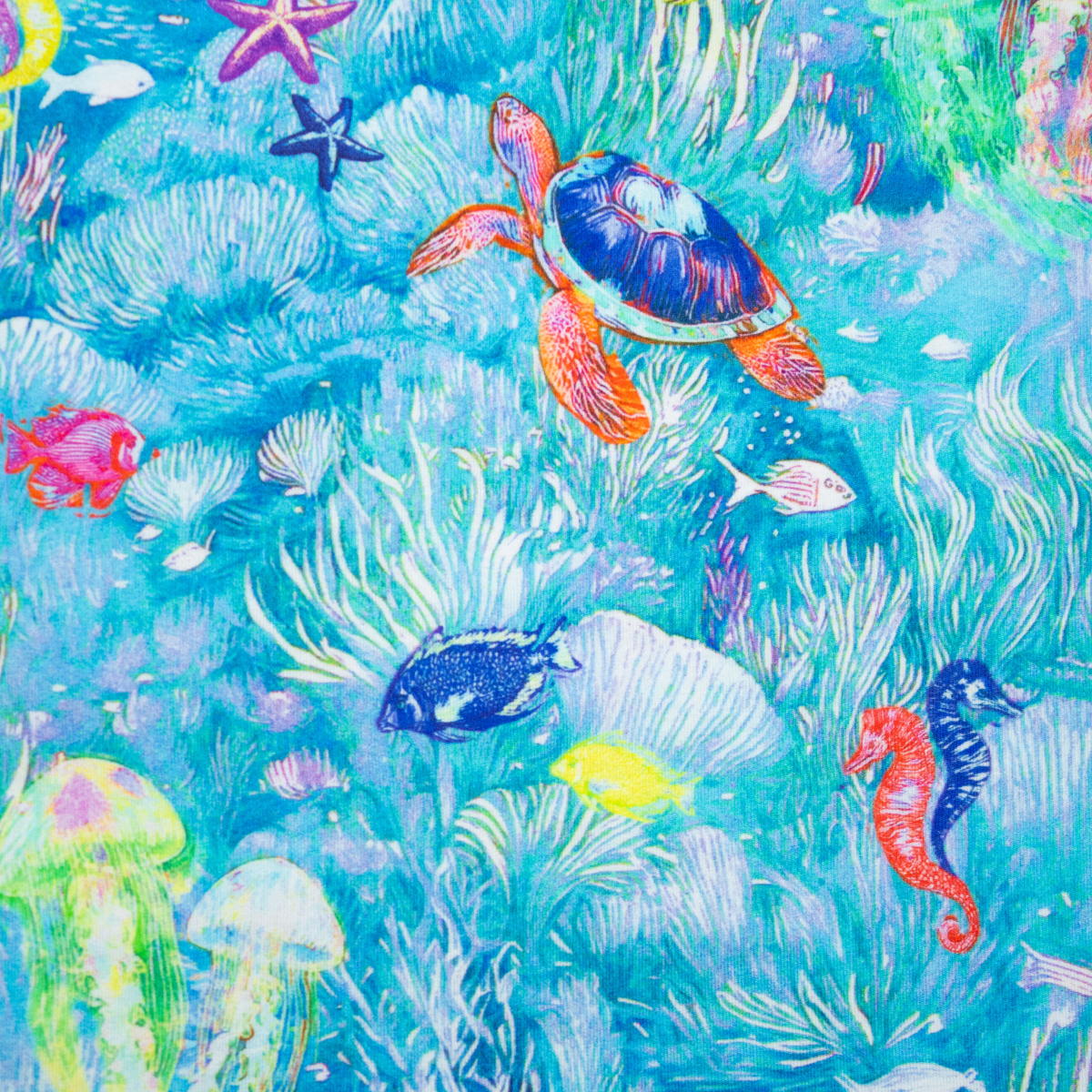 Men's Printed Pima Cotton / Stretch Short Sleeve Shirt - Under The Sea