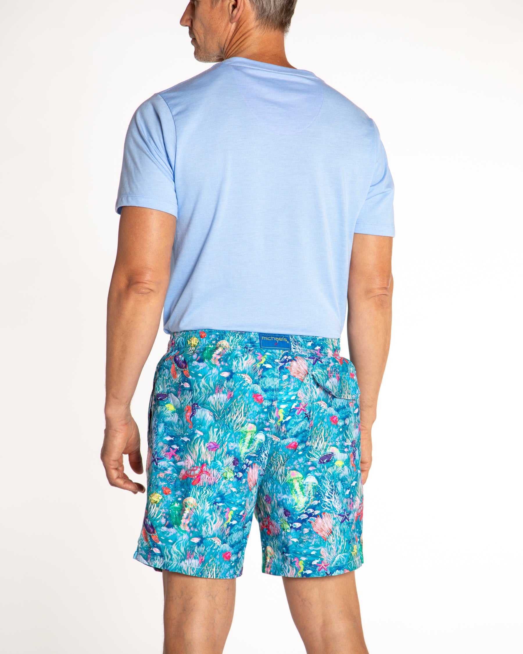 Men's Mesh Liner Swim Trunks - Under The Sea Aqua