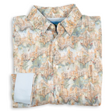 Men's Printed Long Sleeve Linen Shirt - Venice Multicolored