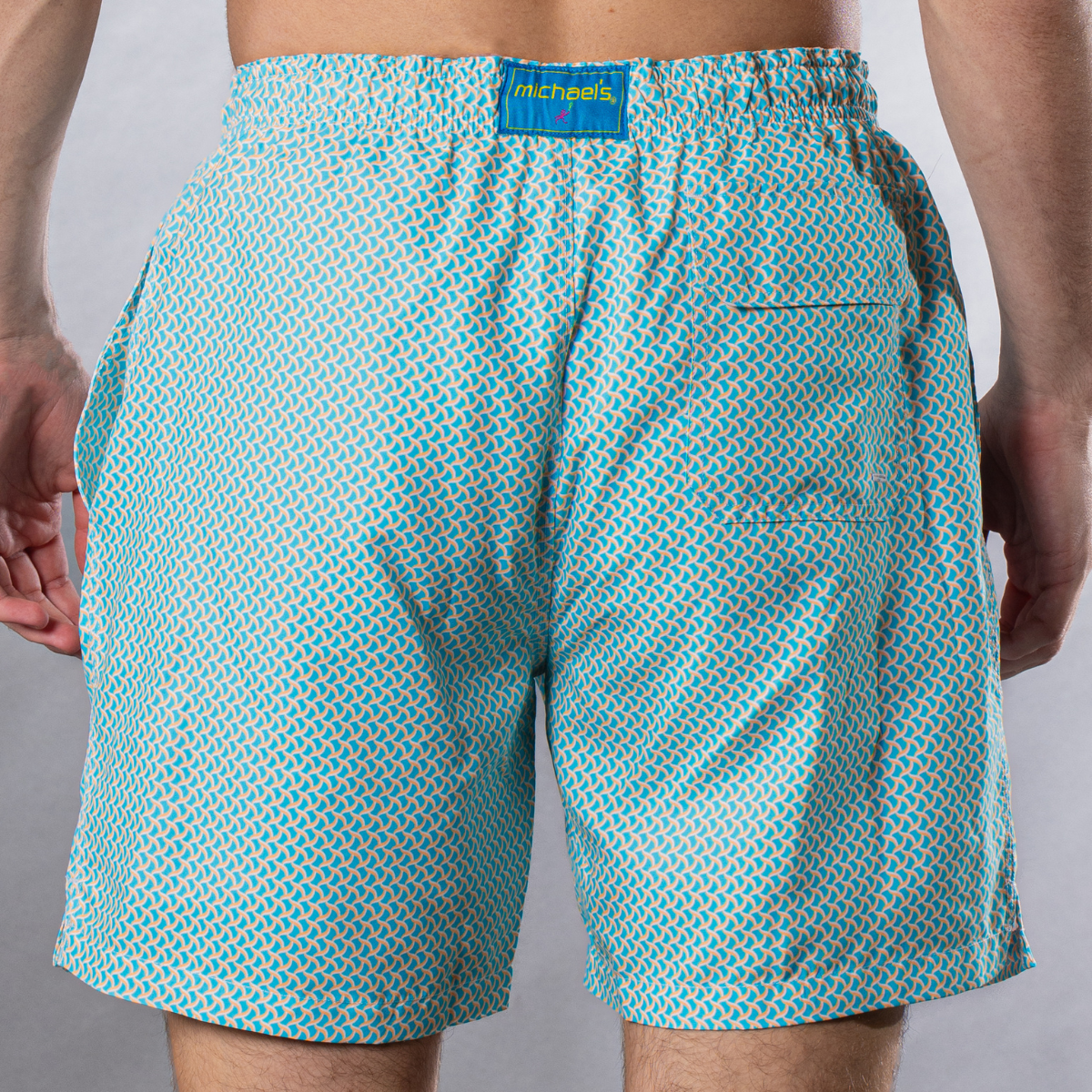 Men's Cyclist Liner Swim Trunks - Wave Print