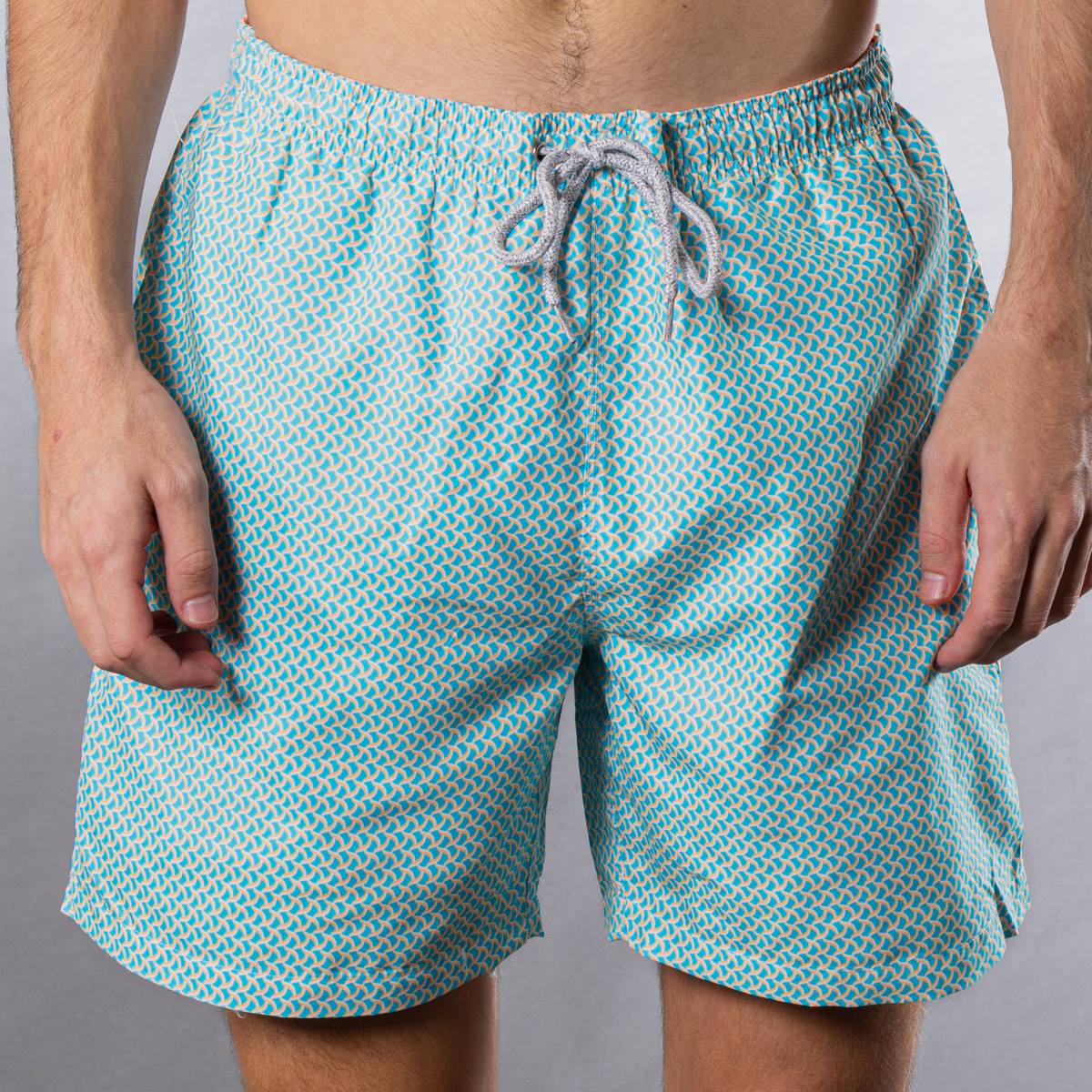Men's Cyclist Liner Swim Trunks - Wave Print